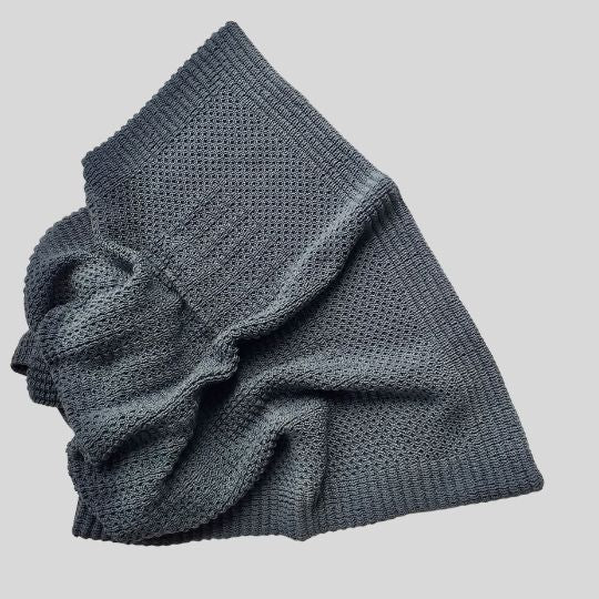 Thrown flat view of the Grey Merino Stroller Blanket