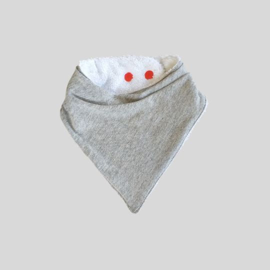 Front view of the Grey Marle Bandana Dribble Bib