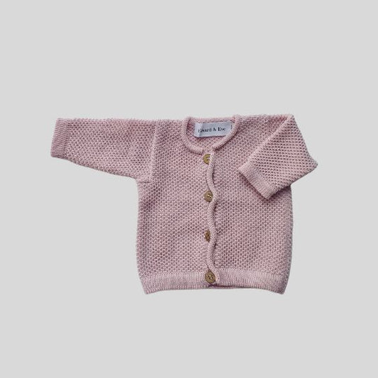 Front view of a Pink Knitted Merino Cardi