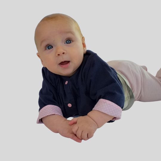 Baby Wearing Navy with Pink Lining Clipper Jacket