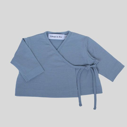 Front view of the Pale Blue X-over Cardi