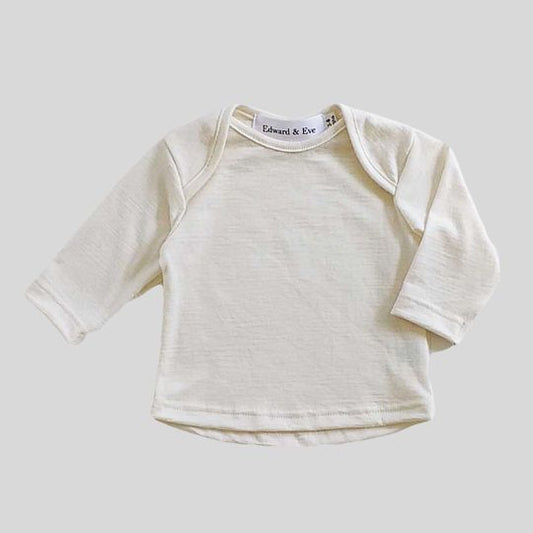 Front view of the Cream Merino Long Sleeve Top