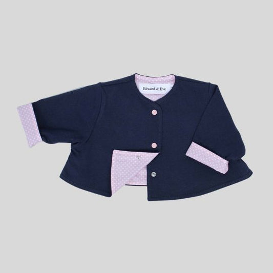 Navy with Pink Lining Clipper Jacket