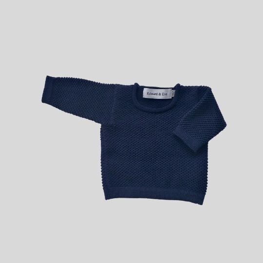 Front view of a Navy Knitted Merino Jersey