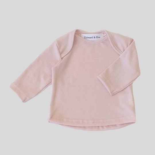 Front view Pale Pink Merino Long Sleeve Top