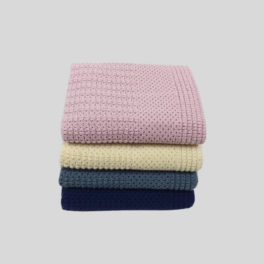 Stake of Pink, Cream, Grey and Navy Merino Stoller Blankets