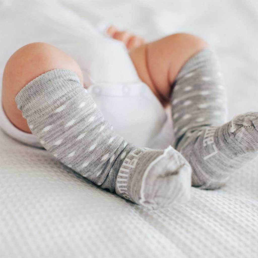 Lamington | Grey Knee High Socks with Snow Flake
