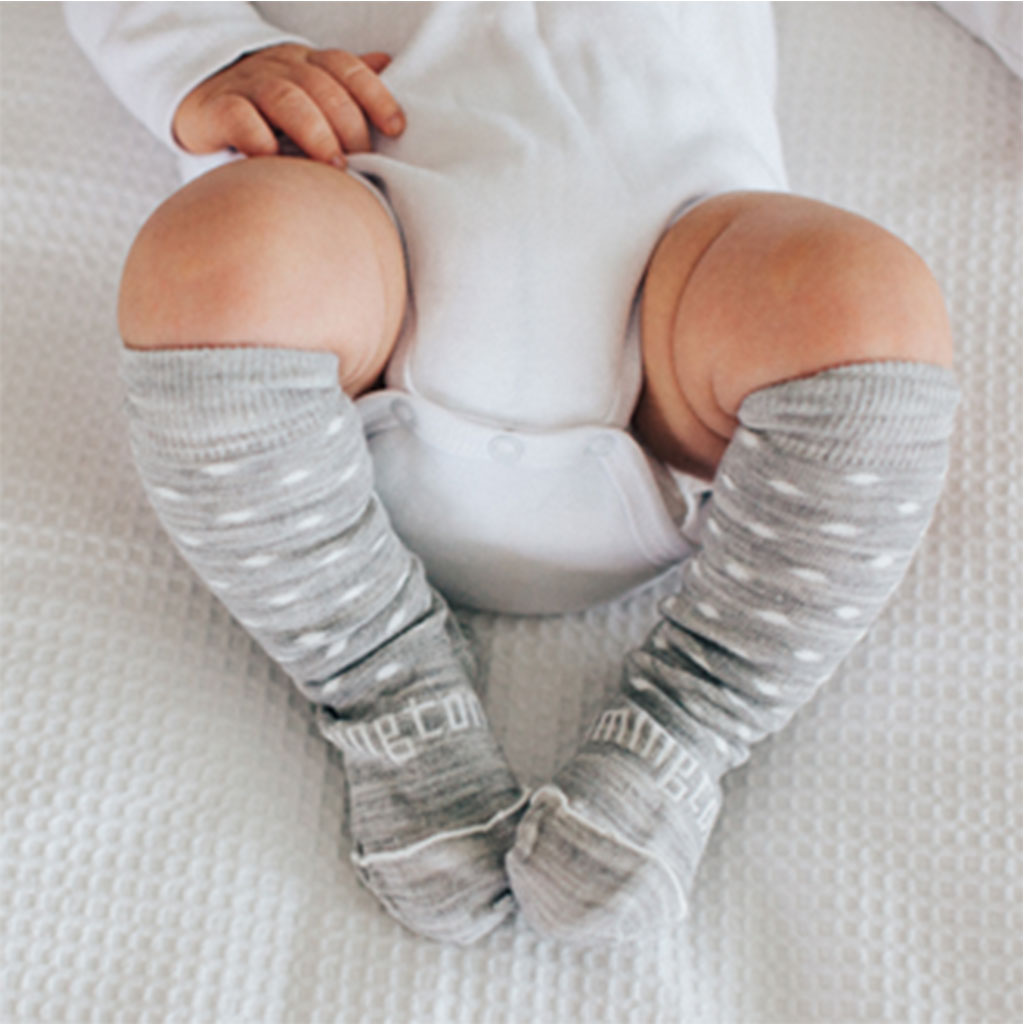 Lamington | Grey Knee High Socks with Snow Flake